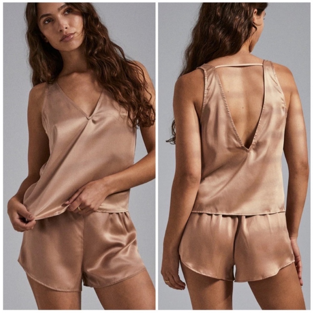NWOT Lunya washable silk v tank shorts pajama set